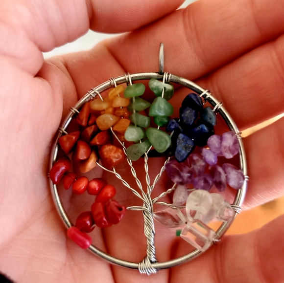 Handmade | Jewelry | New Wire Wrapped Tree Of Life 7 Chakras Beaded ...